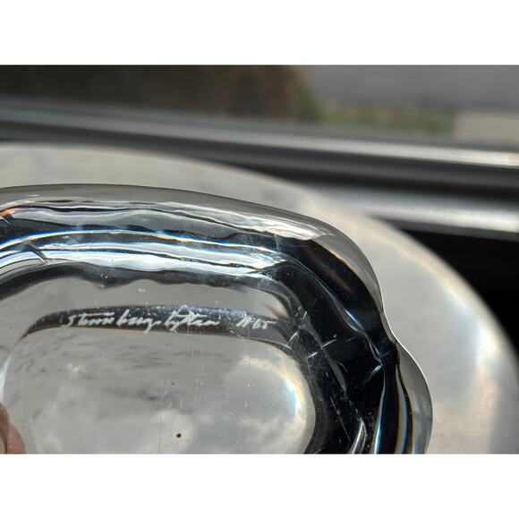 Vintage Strombergshyttan H65 Signed Sweden Art Glass Ashtray Blue Tint MCM READ - Picture 16 of 16